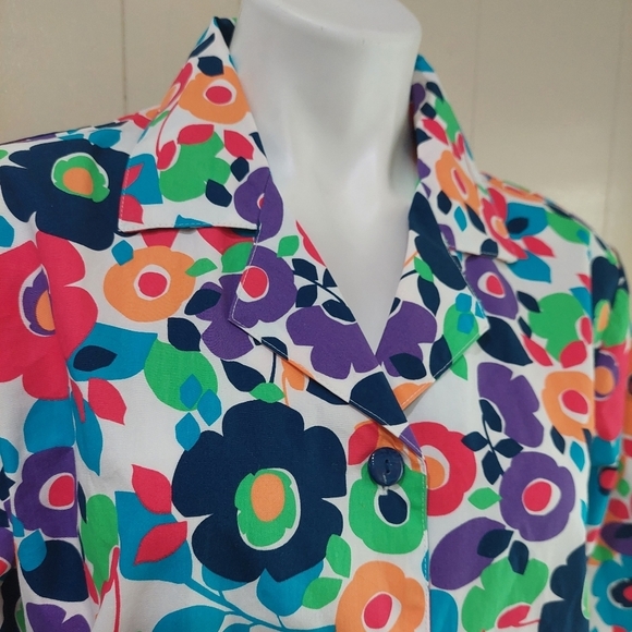 Summer Spring Daisy Bouquet Long Sleeve Women's Top Jacket Sz S Vibrant Print - Picture 3 of 13